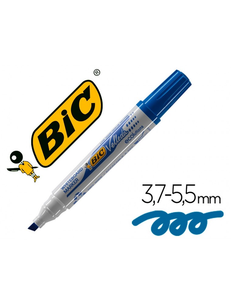 Rotulador bic velleda para pizarra azul punta biselada 5,9 mm