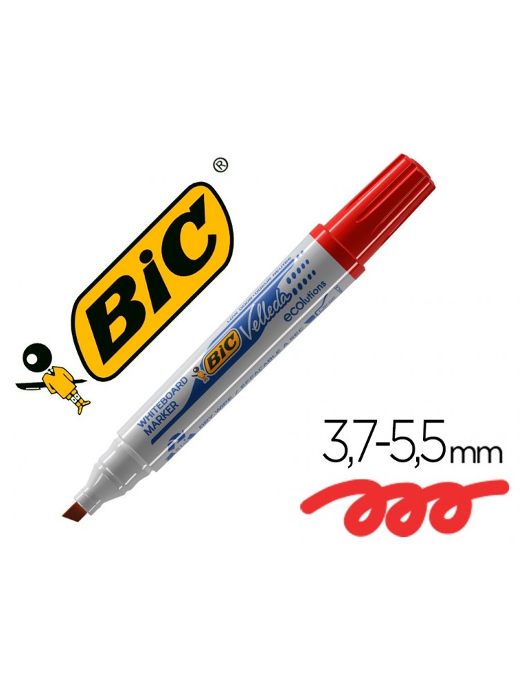 Rotulador bic velleda para pizarra rojo punta biselada 5,9 mm