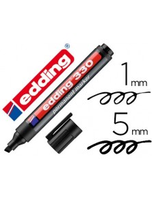 Rotulador edding marcador permanente 330 negro punta biselada 1-5 mm recargable