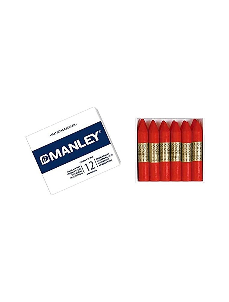 Lapices cera manley monocolor rojo clasico caja de 12 n. 35