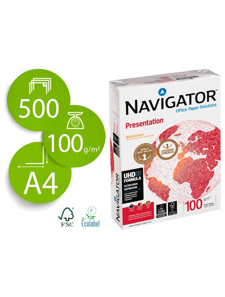 Papel fotocopiadora navigator din a4 100 gramos papel multiuso ink-jet y laserpaquete de 500 hojas