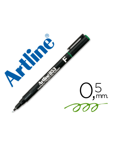 Rotulador artline retroproyeccion punta fibra permanente ek-853 verde -punta redonda 0.5 mm