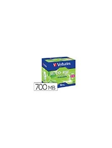 Cd-rw verbatim serl capacidad 700mb velocidad 12x 80 min pack de 10 unidades