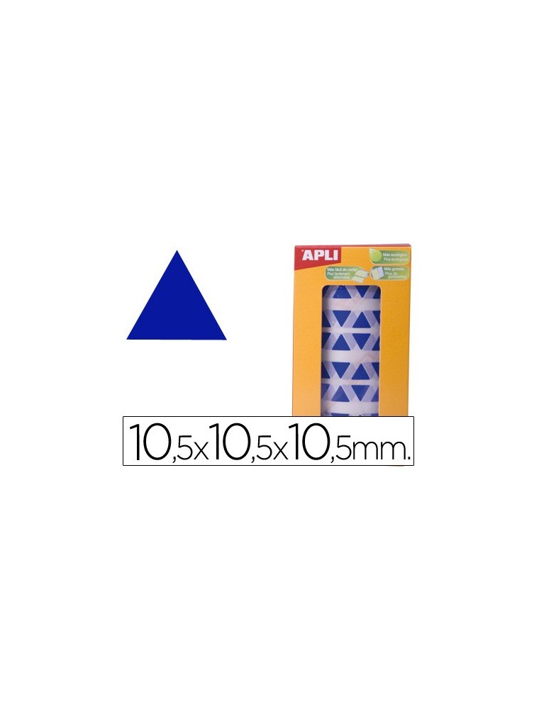 Gomets autoadhesivos triangulares 10,5X10,5X10,5mm azul en rollo