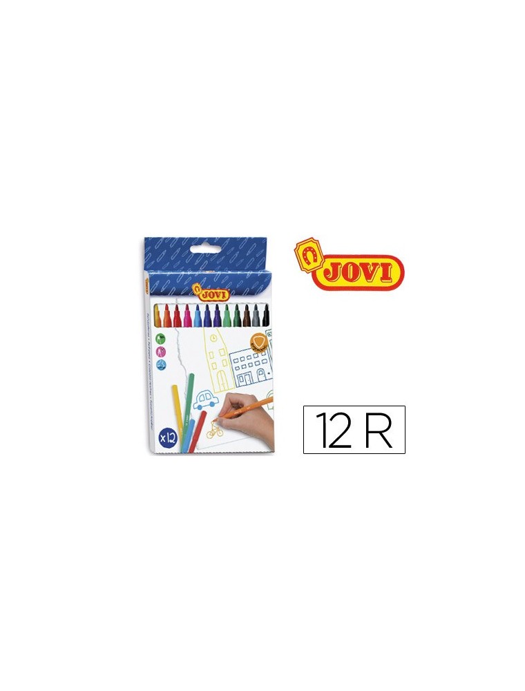 Rotulador jovi slim caja de 12 colores surtidos