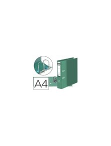 ARCHIVADOR RADO PLASTICO FORRADO EN PVC VERDE DIN-A4 LOMO ANCHO CON CANTONERAS METALICAS CON TARJETERO ELBA