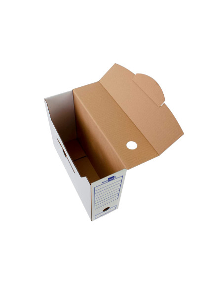 Caja archivo definitivo liderpapel 104 folio carton reciclado 325g/m2 lomo 100 mm blanco 365x100x251 mm