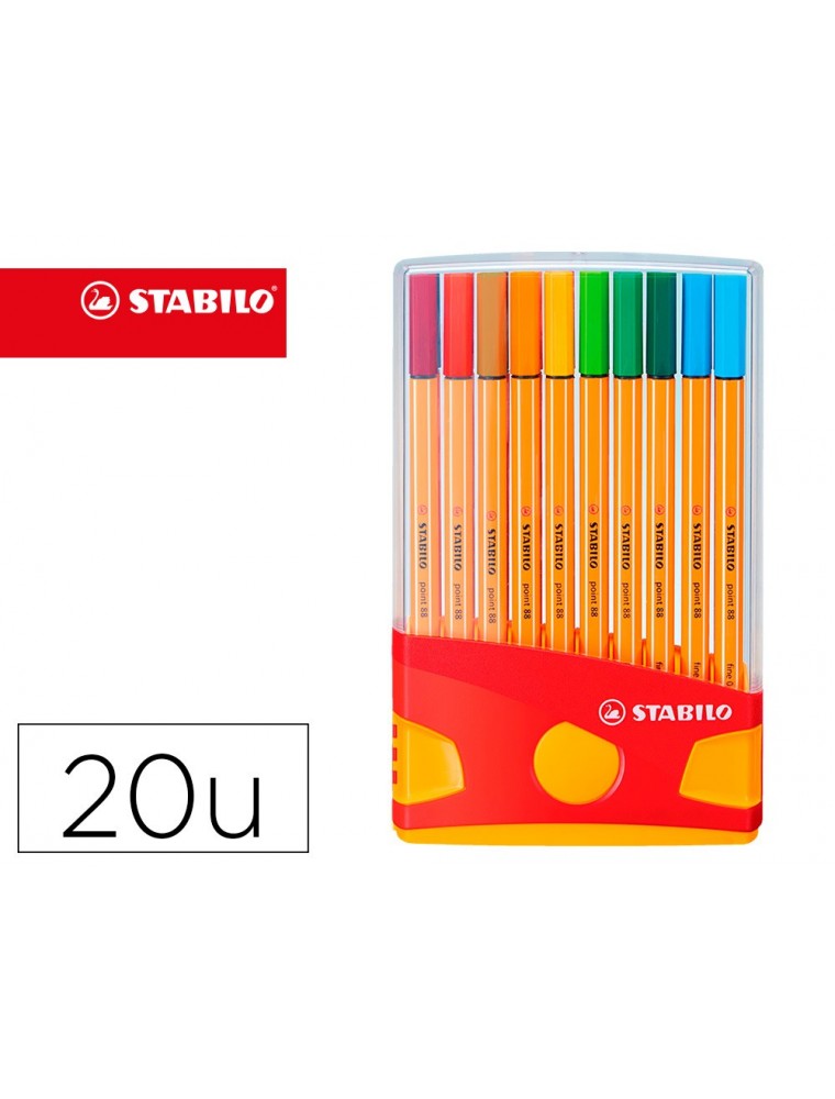 Rotulador stabilo punta de fibra point 88 color parade estuche de 20 rotuladores