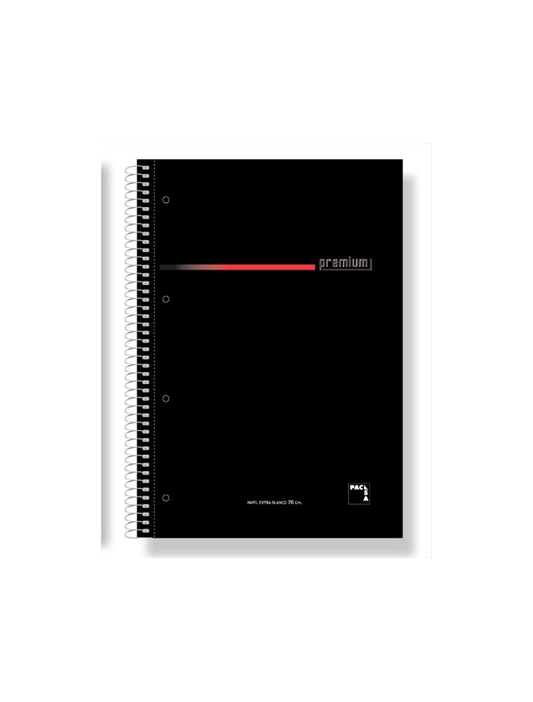 Cuaderno espiral microperforado 160 hojas tapa extradura a4 cuadricula 5x5 70g. negro