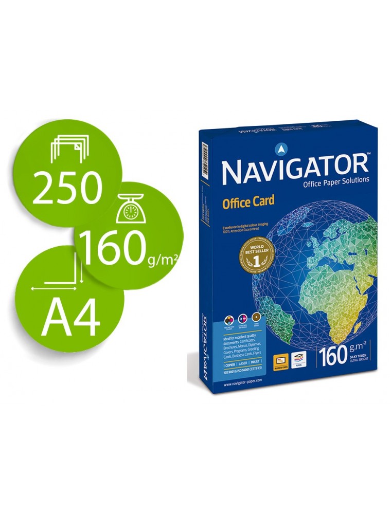 Papel fotocopiadora navigator din a4 160 gramos papel multiuso ink-jet y laser paquete de 250 hojas