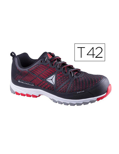 Zapatos de seguridad deltaplus de poliuretano y malla aireada s1p negro y rojo talla 42