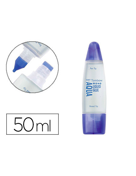 Pegamento cola liquida tombow transparente aqua permanente con 2 puntas bote de 50 ml