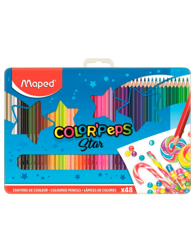 Lapices de colores maped color peps caja metalica de 48 lapices colores surtidos