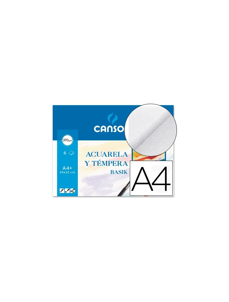 Papel acuarela basik canson din a4 370 gr pack de 6 hojas24 x 32 cm