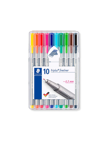 Rotulador staedtler triplus broadliner 338 estuche plastico de 10 unidades colores surtidos