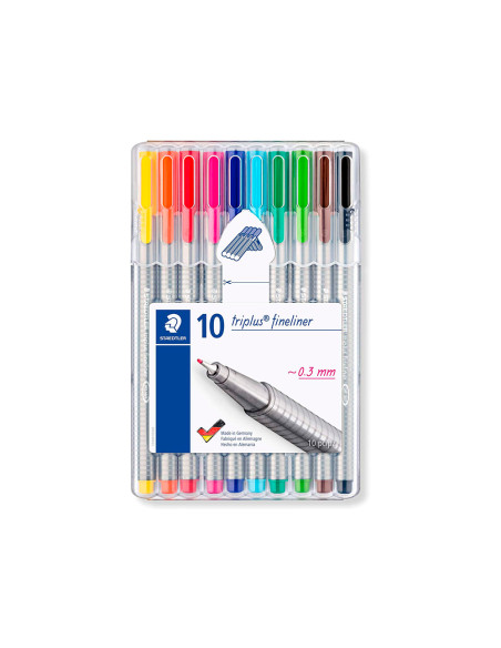 Rotulador staedtler triplus broadliner 338 estuche plastico de 10 unidades colores surtidos