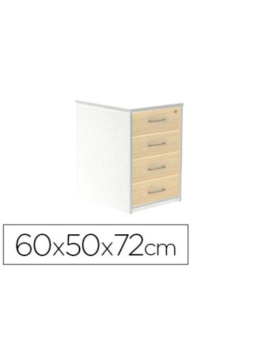 Cajonera rocada con cuatro cajones serie store 60x50x72 cm acabado aw04 blanco/blanco