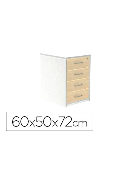 Cajonera rocada con cuatro cajones serie store 60x50x72 cm acabado aw04 blanco/blanco