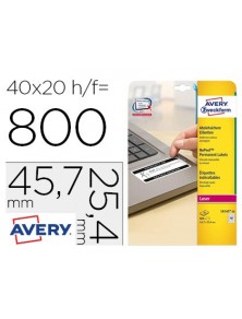 Etiqueta adhesiva resistente avery 45,7x25,4 mm permanente laser blanca caja de 800 unidades