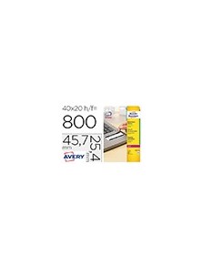 Etiqueta adhesiva resistente avery 45,7x25,4 mm permanente laser blanca caja de 800 unidades