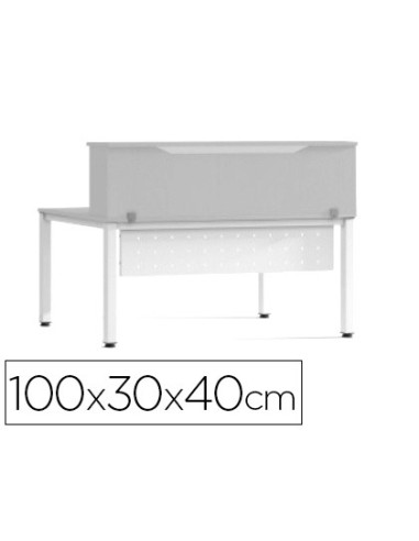 Mostrador de altillo rocada valido para mesas work metal executive 100x30x40 cm acabado aw04 blanco/blanco