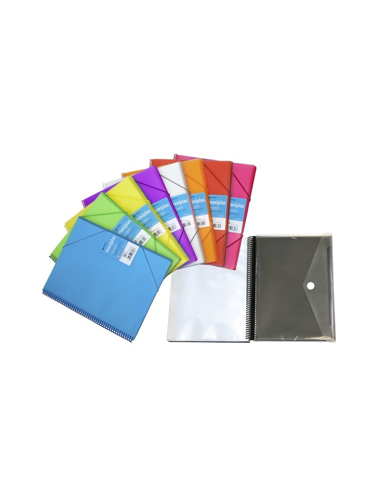 Carpeta 30 fundas maxiplas azul translucido grafoplas