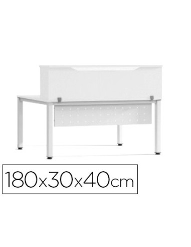 Mostrador de altillo rocada valido para mesas work metal executive 180x30x40 cm acabado aw04 blanco/blanco