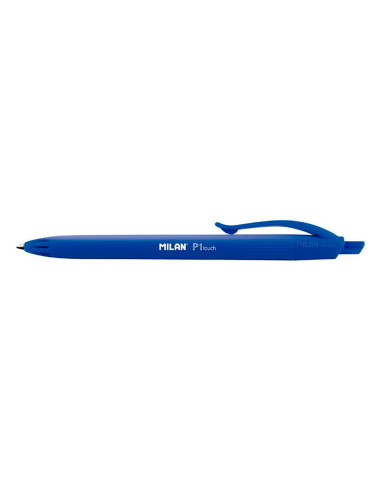 Boligrafo milan p1 retractil 1 mm touch azul blister de 3 unidades