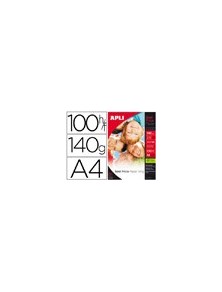 Papel fotografico apli glossy din a4 pack de 100 hojas 140 gr