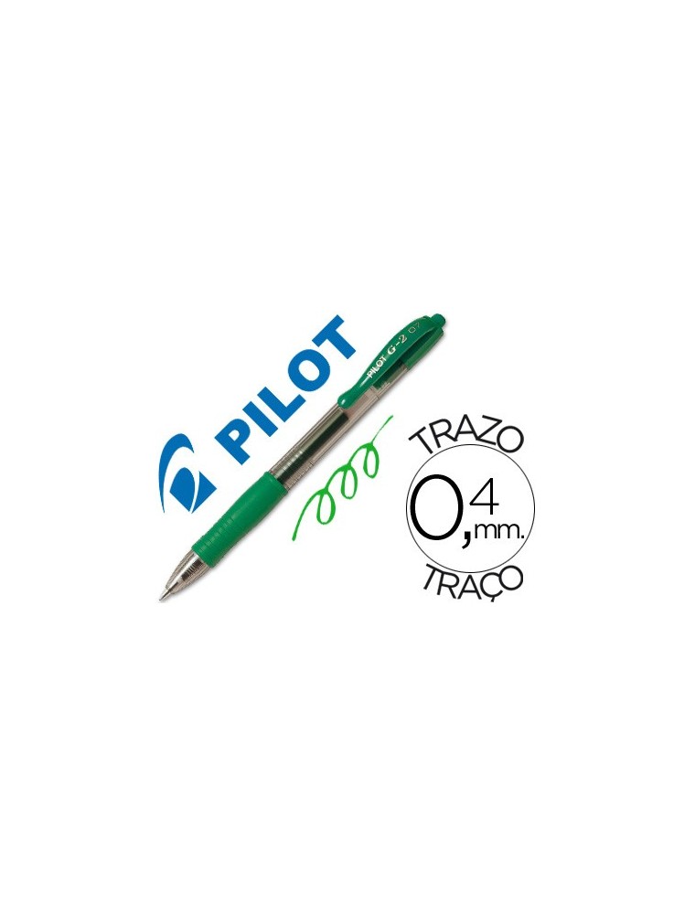 Boligrafo pilot g-2 verde tinta gel retractil sujecion de caucho