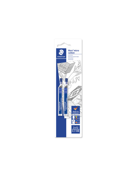 Minas staedtler mars micro grafito 0,7 mm hb tubo con 12 unidades blister de 2 unidades