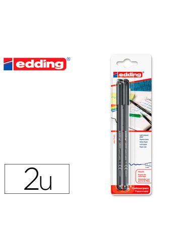 Rotulador edding punta fibra 1200 negro n.1 punta redonda 0.5 mm blister de 2 unidades