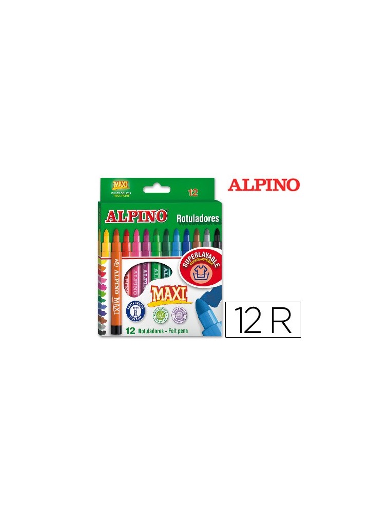 Rotulador alpino maxi caja de 12 colores surtidos