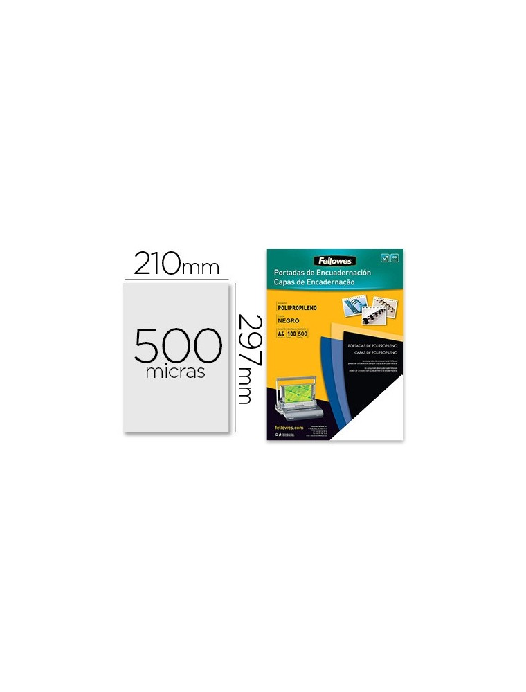 Tapa de encuadernacion fellowes din a4 polipropileno negro 450 micras pack de 100 unidades