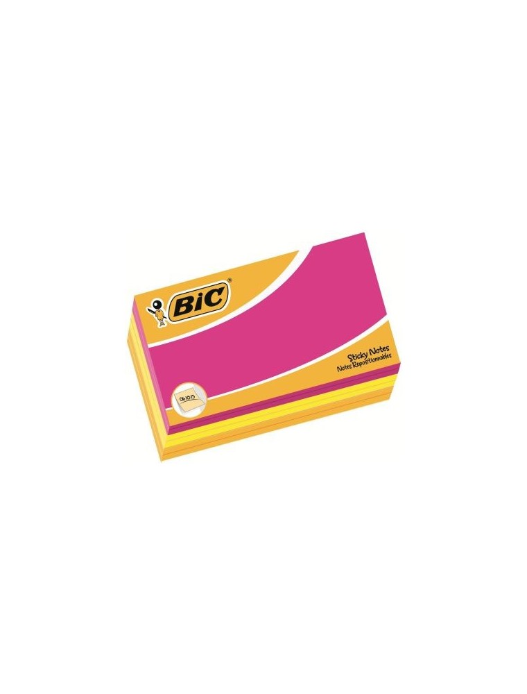 Bloc notas adhesivas fluorescentes 12776 colores surtidos amarillo,magenta,naranja pack de 6ud Bic