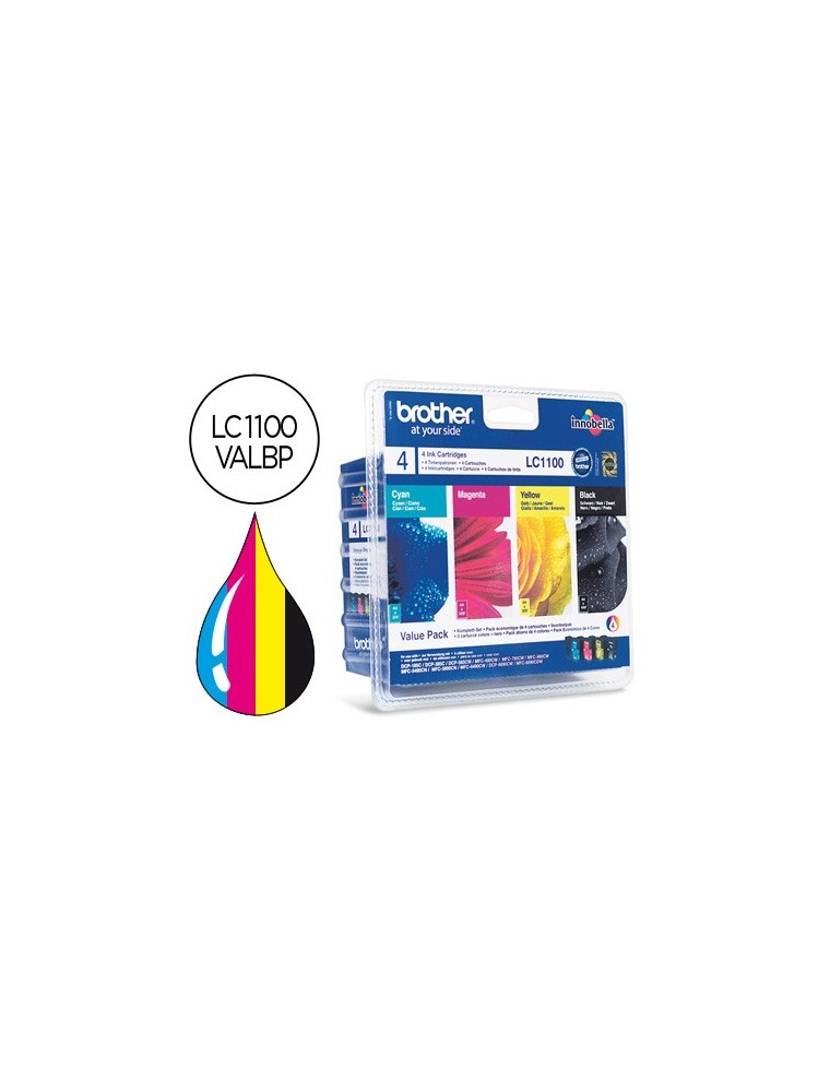 Ink-jet brother lc-1100valbp myc pack 4 colores 450 pagbk 325 pag myc