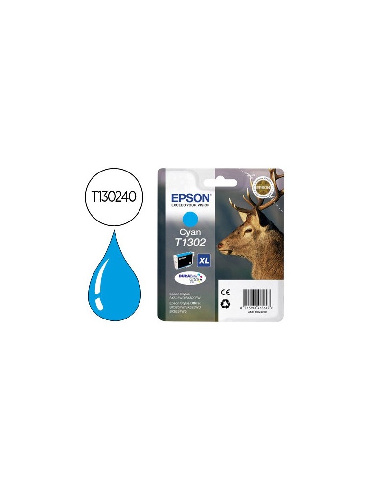 Epson Cartucho Inyeccion Tinta Cian T1302 Blister Sin Alarma Para Stylus Sx 525Wd 620Fw 625Fwd 925Fwd B 42Wd