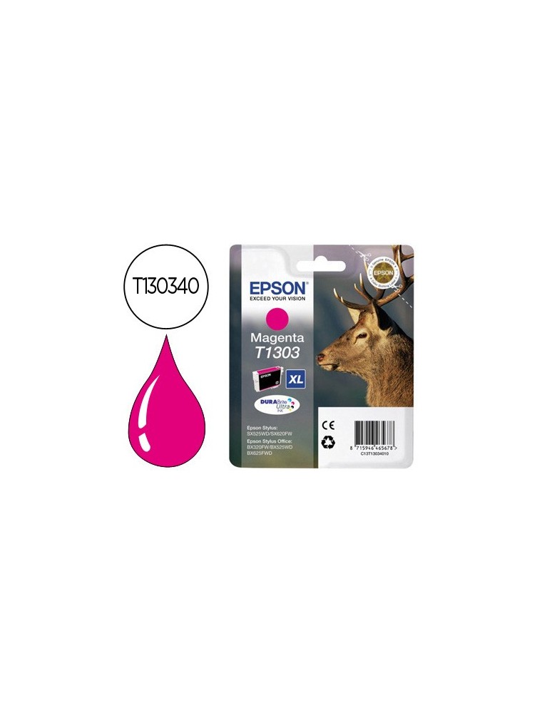 Epson Cartucho Inyeccion Tinta Magenta T1303 Blister Sin Alarma Para Stylus Sx 525Wd 620Fw 625Fwd 925Fwd B 42Wd