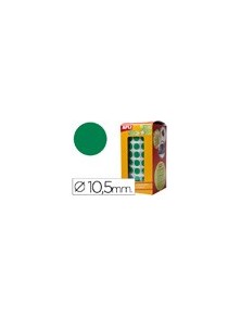 Gomets autoadhesivos circulares 10,5mm verde en rollo