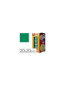 Gomets autoadhesivos cuadrados 20x20 mm verde rollo de 1770 unidades