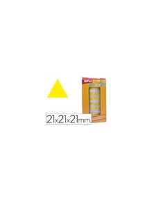 Gomets autoadhesivos triangulares 21x21x21mm amarillo en rollo