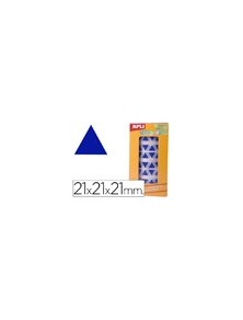 Gomets autoadhesivos triangulares 21x21x21 mm azul en rollo