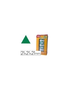 Gomets autoadhesivos triangulares 21x21x21 mm verde en rollo