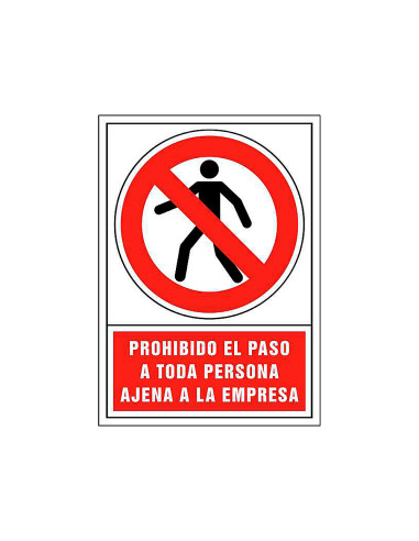 Pictograma syssa señal de prohibicion prohibido el paso a toda persona ajena a la empresa en pvc 245x345 mm