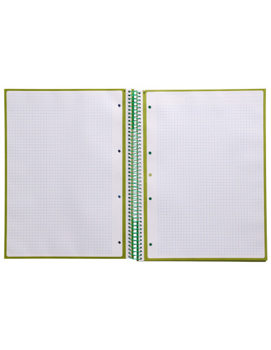 Cuaderno espiral a4 micro antartik tapa forrada 80h 90 gr cuadro 5mm 1 banda 4 taladros verde