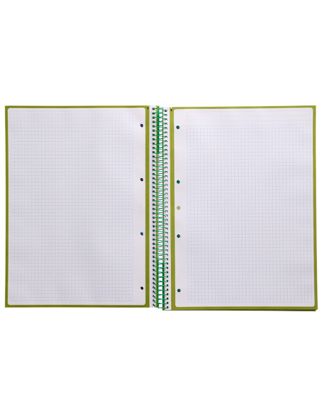 Cuaderno espiral a4 micro antartik tapa forrada 80h 90 gr cuadro 5mm 1 banda 4 taladros verde