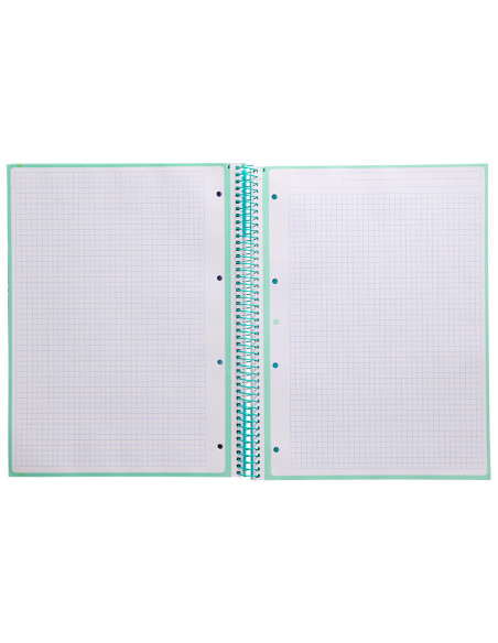 Cuaderno espiral a4 micro antartik tapa forrada 80h 90 gr cuadro 5mm 1 banda 4 taladros menta