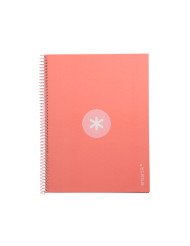 Cuaderno espiral a4 micro antartik tapa forrada 80h 90 gr cuadro 5mm 1 banda 4 taladros rosa claro