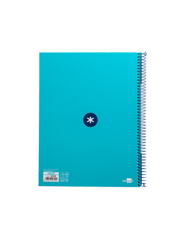 Cuaderno espiral a4 micro antartik tapa forrada 80h 90 gr cuadro 5mm 1 banda 4 taladros turquesa