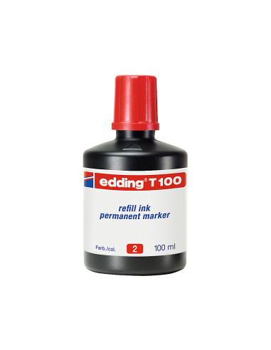 EDDING FRASCO DE TINTA T100 PARA ROTULADOR PERMANENTE 100ML ROJO